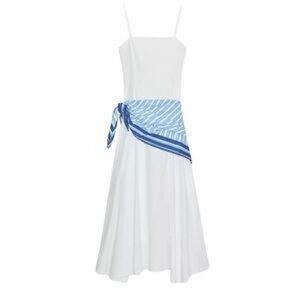 ZARA NEW striped scarf midi dress